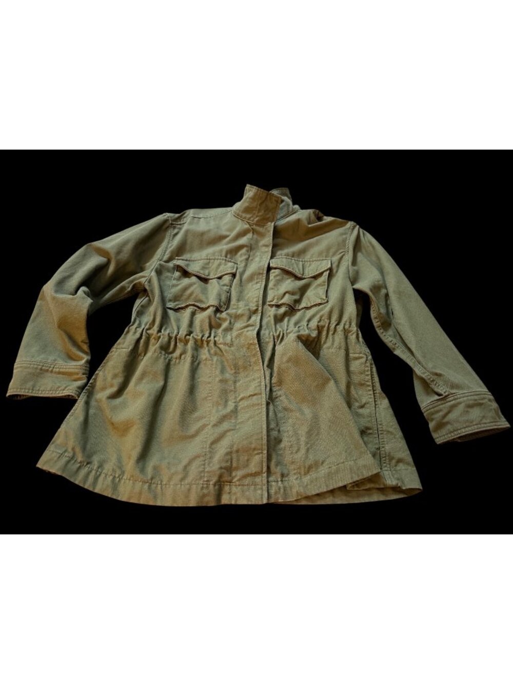 Gap Womens M Olive Green Utility Jacket Drawstring Waist Military Parka Gorpcore